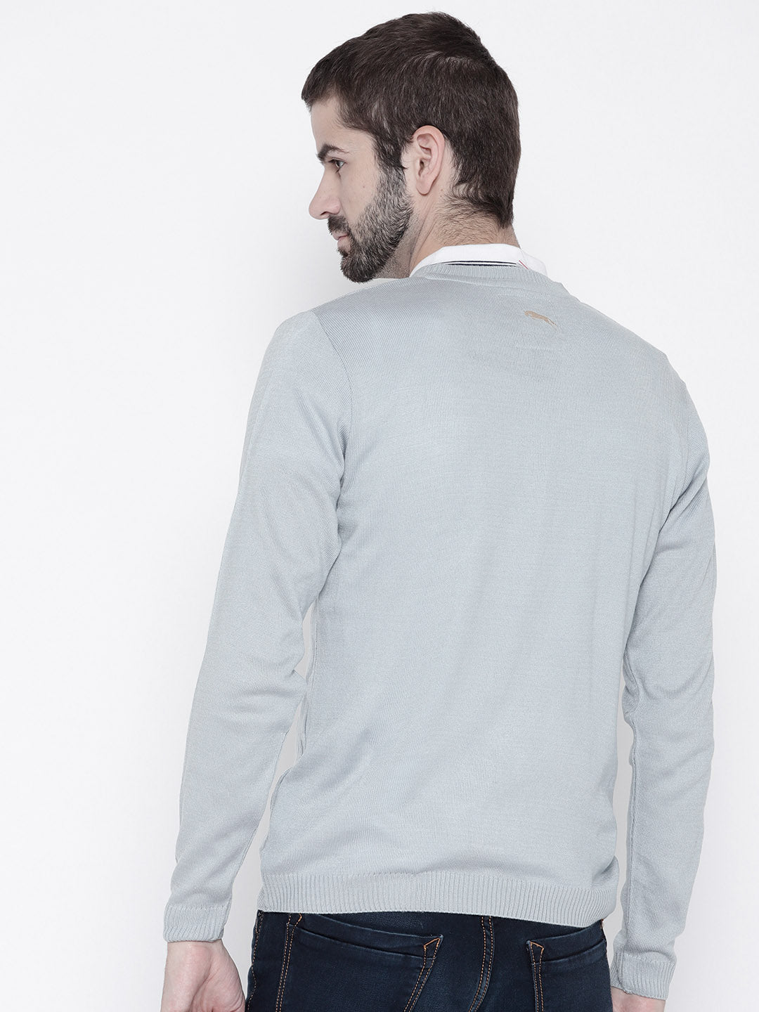 Men Blue Self Design Pullover - JUMP USA
