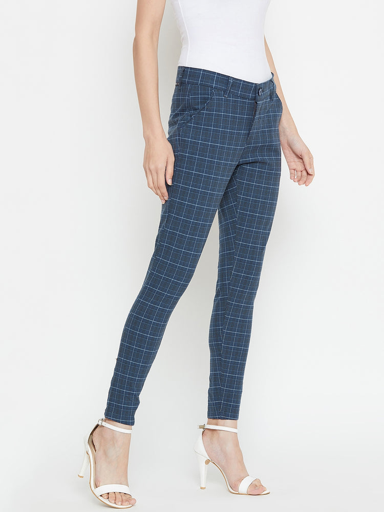 Women Checked Slim fit Casual Trousers - JUMP USA