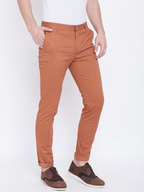 JUMP USA Men Bronze Casual Slim Fit Trousers - JUMP USA