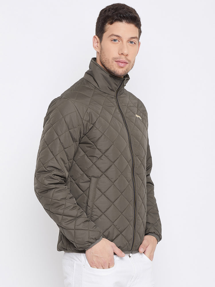 JUMP USA Men Olive Casual Quilted Jacket - JUMP USA