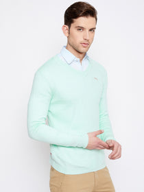 JUMP USA Men Teal Self-Design Pullover - JUMP USA