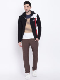 Men Casual Colourblocked Black Sweatshirt - JUMP USA