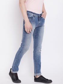 JUMP USA Men Blue Slim Fit Mid-Rise Clean Look Stretchable Jeans - JUMP USA