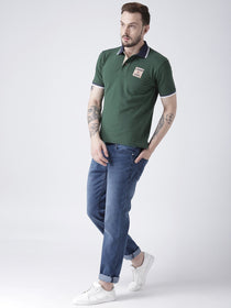 Men Green Solid Polo T-shirt - JUMP USA