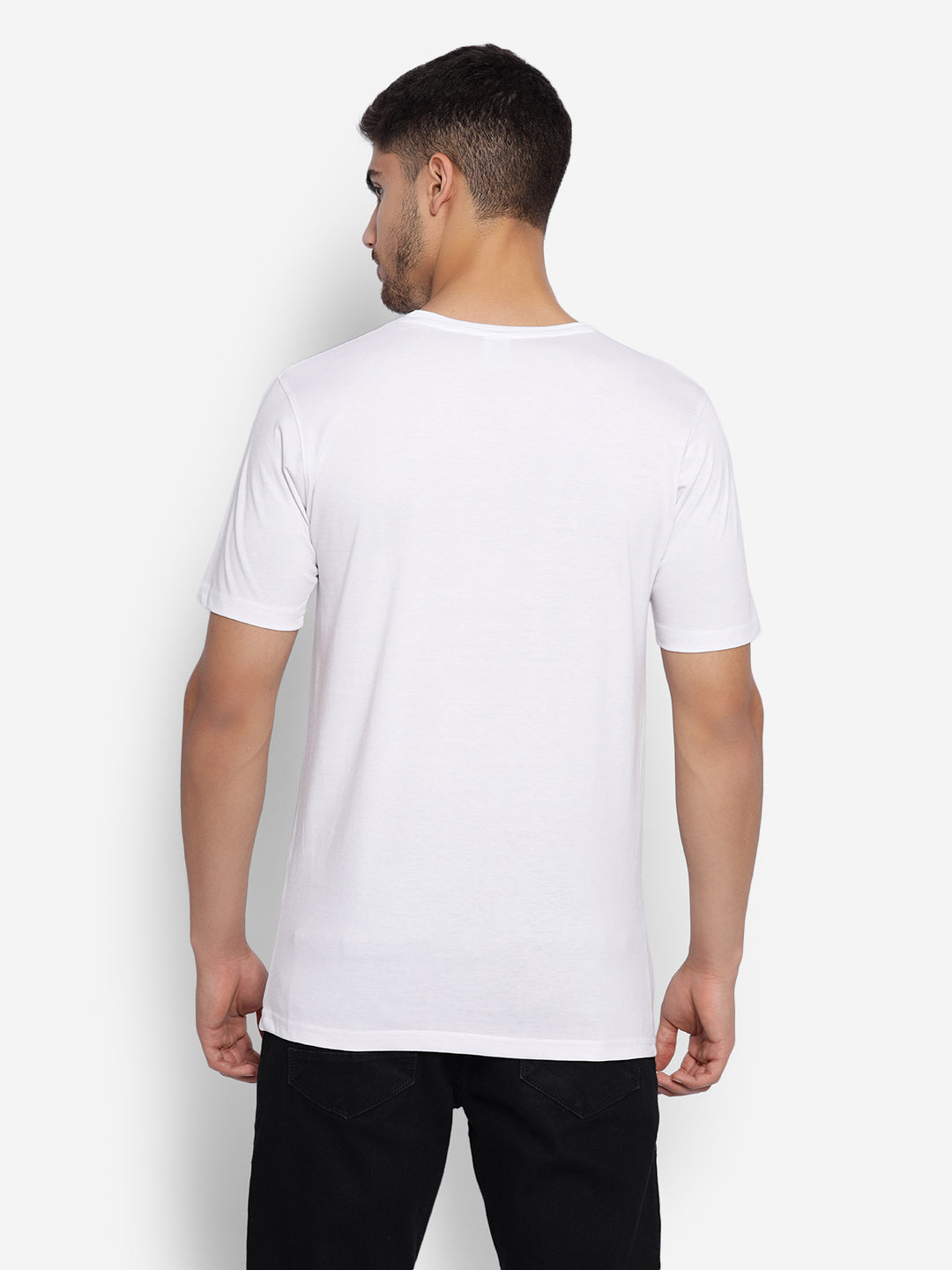 JUMP USA Unisex White Solid Cotton Round Neck Printed T-Shirt