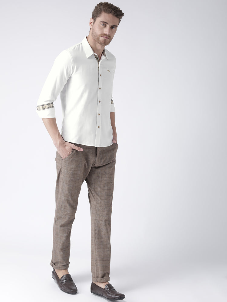 Men White Bamboo Cotton & Micro Polyester Shirt - JUMP USA (1568787136554)