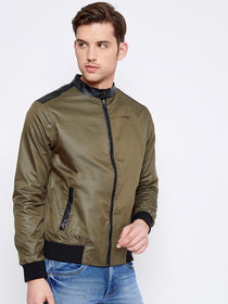 JUMP USA Men Olive Solid Casual Puffer Jacket - JUMP USA