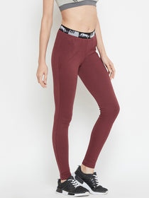 Women Maroon Active Wear Tights - JUMP USA