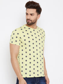 JUMP USA Men Yellow Printed Round Neck T-Shirt - JUMP USA
