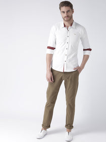 Men White Solid Cotton Regular Fit Shirt - JUMP USA
