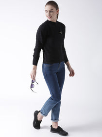Women Cotton Casual Long Sleeve  Black Winter Sweaters - JUMP USA (1568777240618)