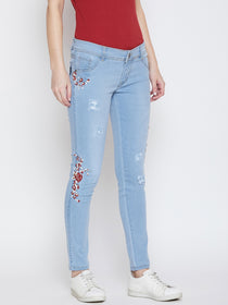 JUMP USA Women Blue Slim Fit Mid-Rise Clean Look Stretchable Jeans - JUMP USA