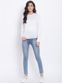 Women White Casual Sweaters - JUMP USA