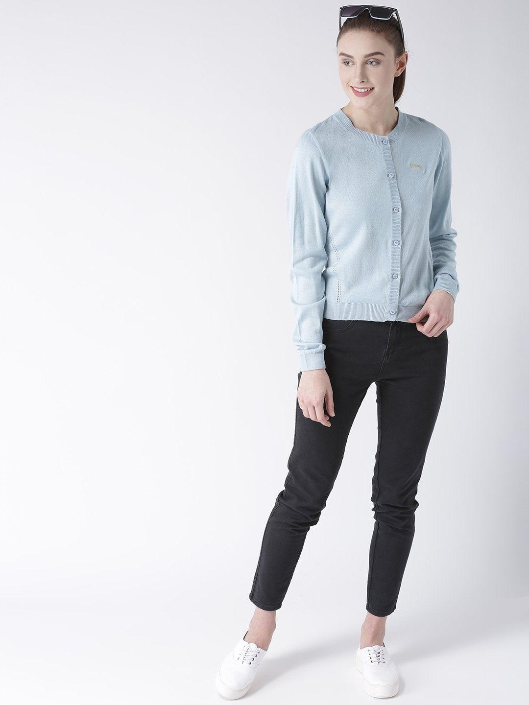 Women Cotton Casual Long Sleeve  Blue Winter Sweaters - JUMP USA (1568776585258)