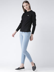 Women Black Self Design Pullover - JUMP USA
