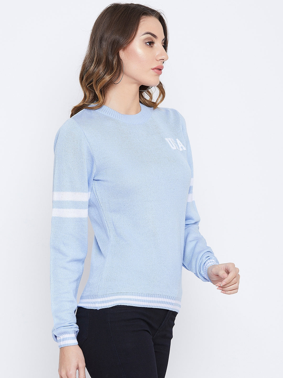 JUMP USA Women Blue Solid Sweaters - JUMP USA