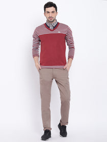 Men Casual Striped Red Sweaters - JUMP USA