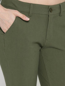 Women Solid Slim Fit Trousers - JUMP USA