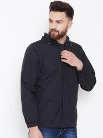JUMP USA Men Black Hooded Rain Jacket - JUMP USA