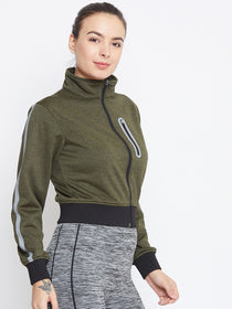 JUMP USA Women Olive Solid Sporty Jacket - JUMP USA