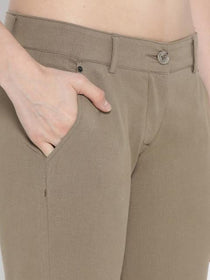 Women Solid Cropped Chinos - JUMP USA