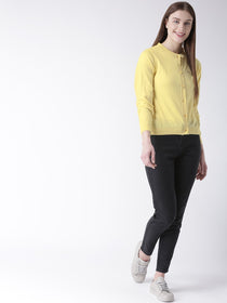 Women Cotton Casual Long Sleeve  Yellow Winter Sweaters - JUMP USA (1568776519722)