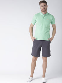 Men Green Solid Polo Collar T-Shirt - JUMP USA