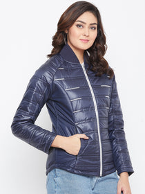 JUMP USA Women Blue Solid Padded Jacket - JUMP USA