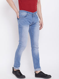 JUMP USA Men Blue Slim Fit Mid-Rise Clean Look Stretchable Jeans - JUMP USA