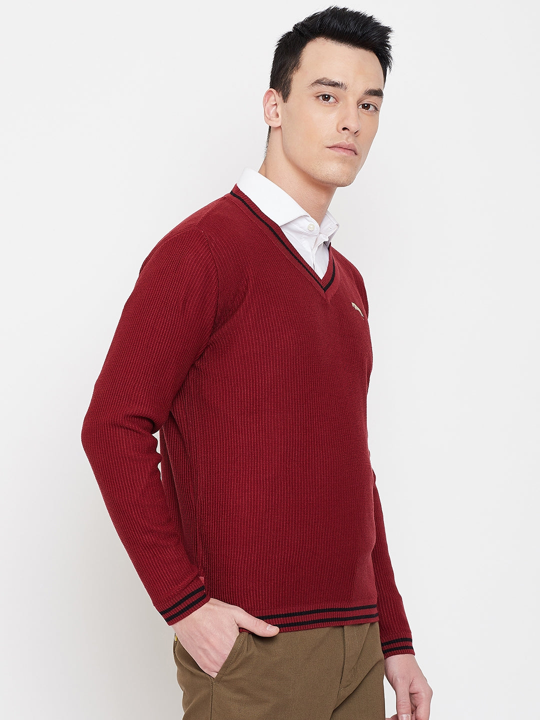 JUMP USA Men Red Solid Sweater - JUMP USA