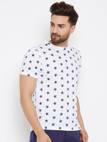 JUMP USA Men White Printed Round Neck T-Shirt - JUMP USA