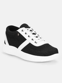 JUMP USA Women's Textured Black Smart Casual Sneakers Shoes - JUMP USA