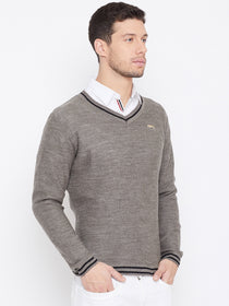 JUMP USA Men Beige Self Design Pullover - JUMP USA