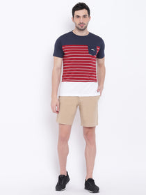 Men Casual Striped Red T-shirt - JUMP USA