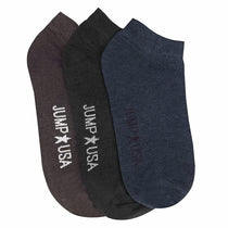 18SS161287-104-STD-JUMP-USA-Men's-Pack-of-3-Ankle-Length-socks-|-Men's-Casual-Socks-for-Everyday-Wear-Sweat-Proof,-Quick-Dry,-Padded-for-Extra-Comfort-|-Black-Charcoal-Navy-Blue