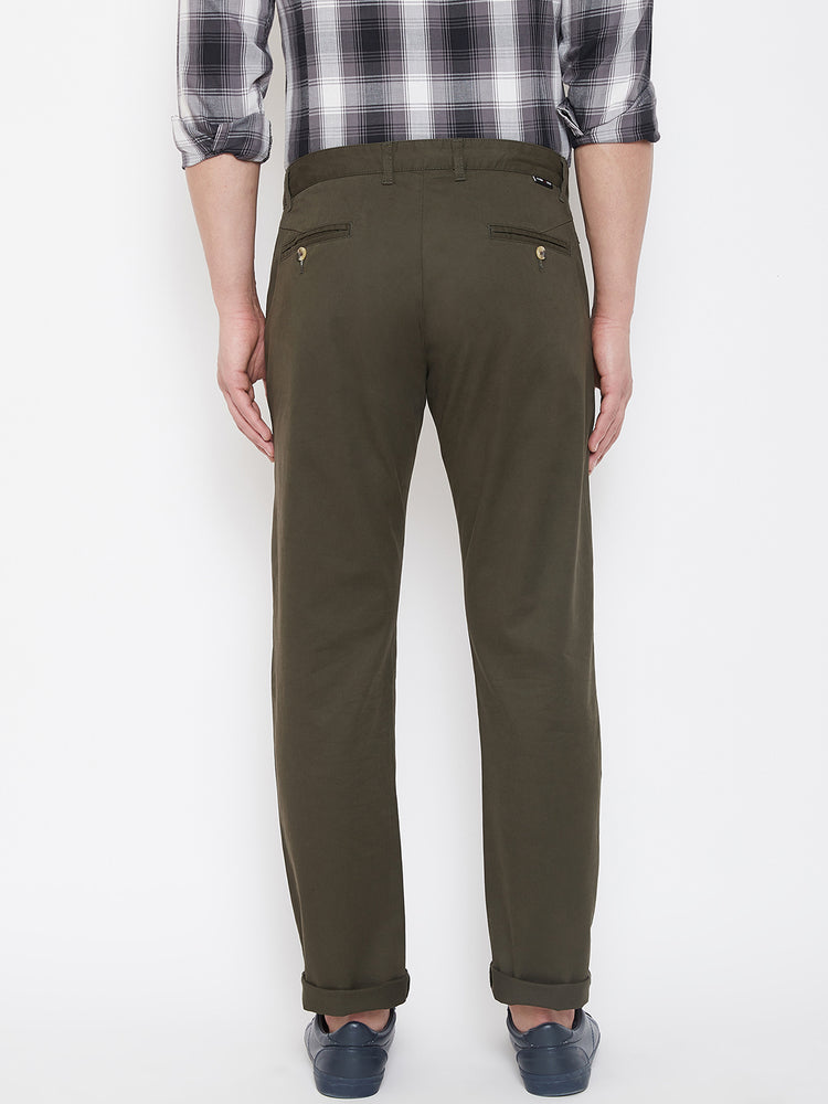 JUMP USA Men Olive Casual Regular Fit Trousers - JUMP USA