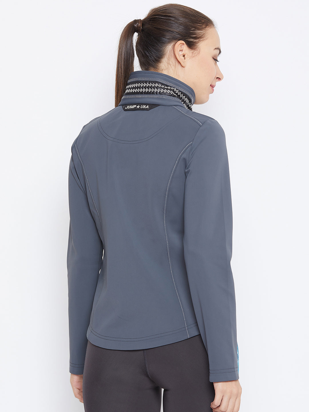 JUMP USA Women Grey Solid Sporty Jacket - JUMP USA