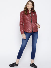 Women Red Quilted Jacket - JUMP USA