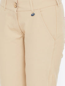 Women Beige Solid Skinny Fit Trousers - JUMP USA