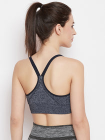 JUMP USA Women Navy Blue Non-Wired Lightly Padded Sports Bra - JUMP USA