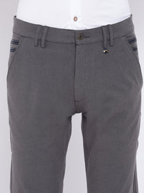 Men Casual Solid Charcoal Chinos - JUMP USA