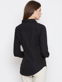 Women Black Solid Casual Slim Fit Shirt - JUMP USA