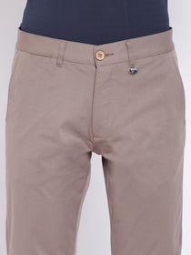 Men Casual Solid Grey Chinos - JUMP USA