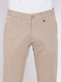 Men Casual Solid Tan Chinos - JUMP USA