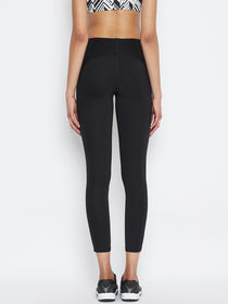 JUMP USA Women Solid Active Wear Black Tights - JUMP USA