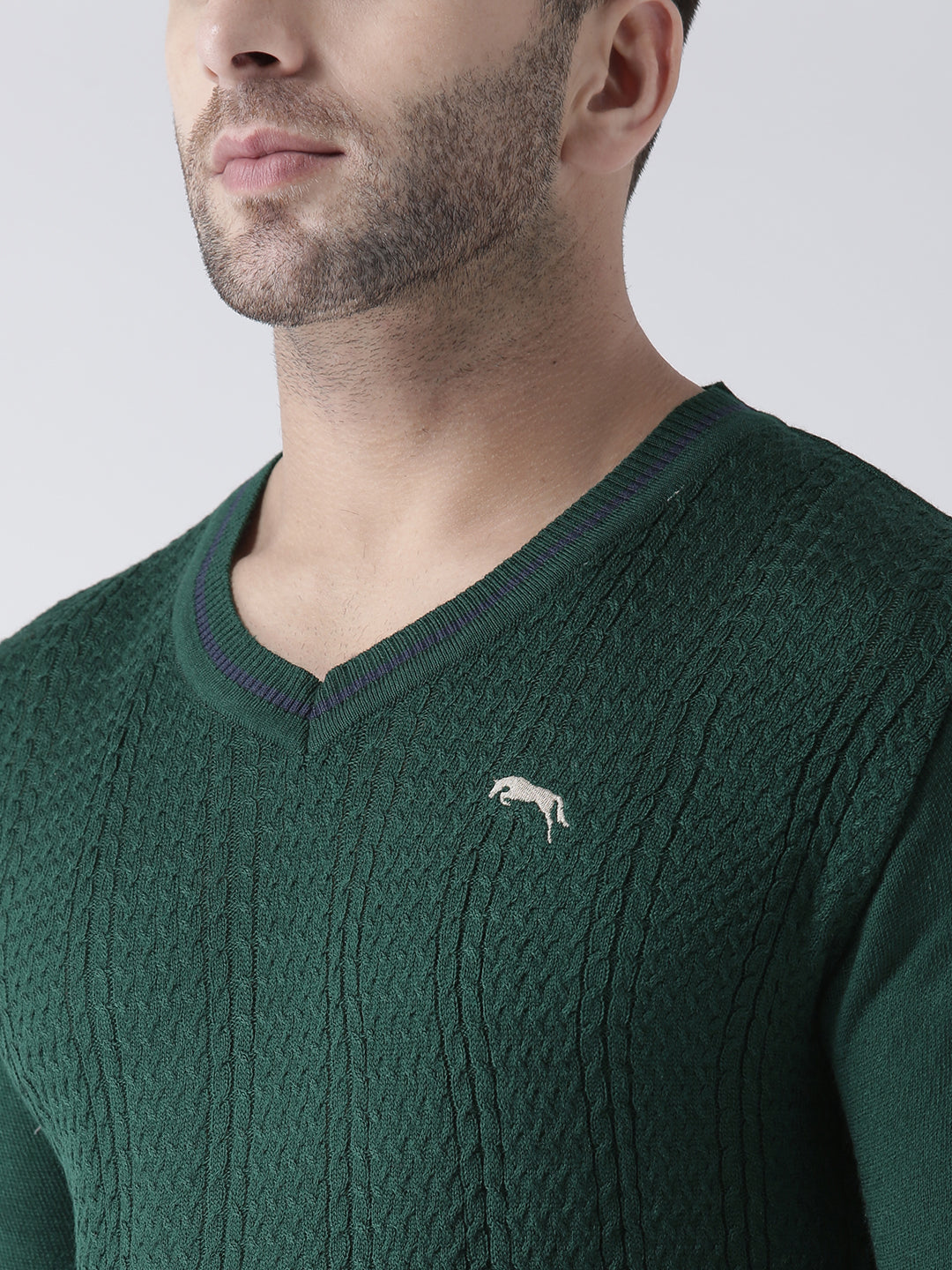 Men Green self Design Pullover - JUMP USA
