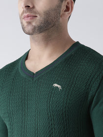 Men Green self Design Pullover - JUMP USA