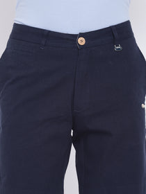Men Casual Printed Navy Blue Chinos Shorts - JUMP USA