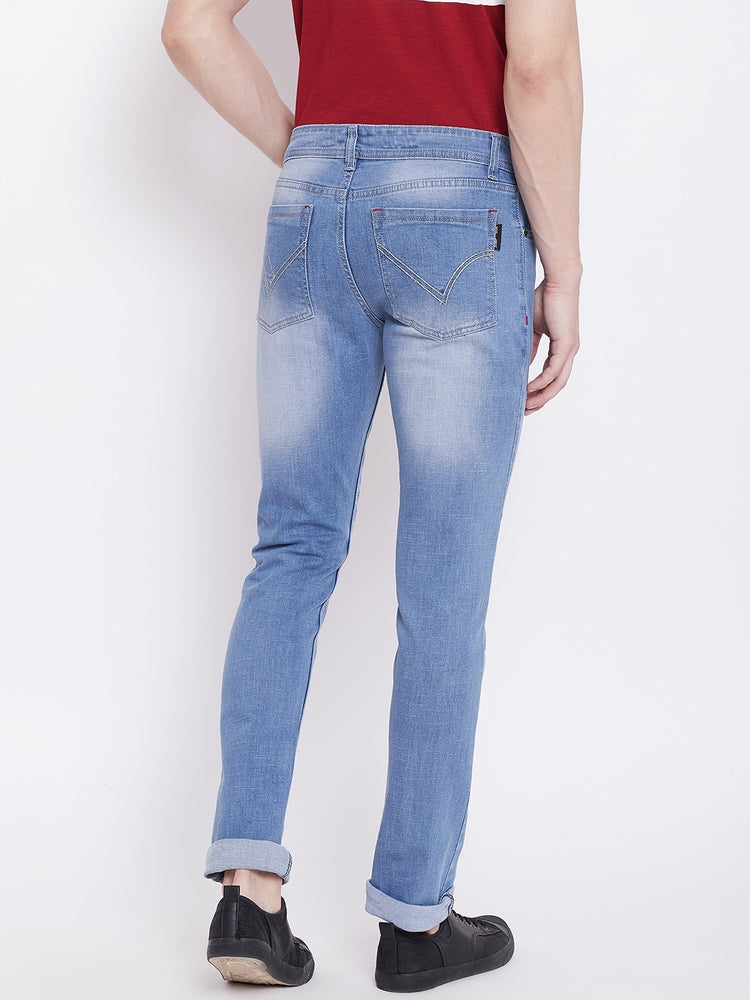 JUMP USA Men Blue Slim Fit Mid-Rise Clean Look Stretchable Jeans - JUMP USA