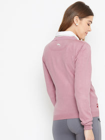 JUMP USA Women Pink Self Design Sweater - JUMP USA
